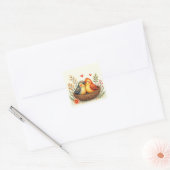 Liefdes vogels vierkante sticker (Envelop)