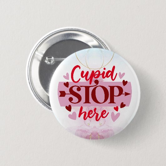 Liefdesalarm: Cupido, stop hier Button (Voorkant /achterkant)