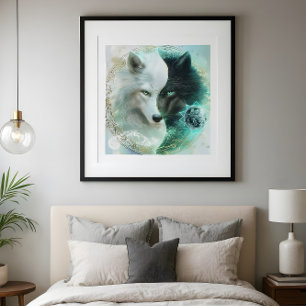 Liefdesbalans – Mystieke Yin Yang Wolf Poster
