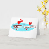 Liefdesbericht met cartoon van het vliegtuig kaart (Gele Bloem)