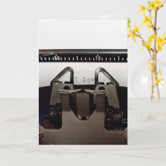 liefdesbericht op retrotypemachine kaart (Gele Bloem)