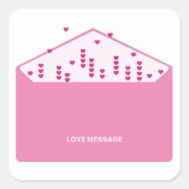 Liefdesbericht Roze Harten Minimalistisch Schattig Vierkante Sticker