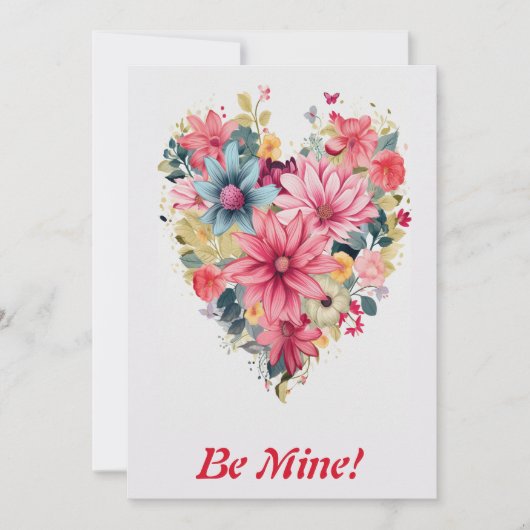 Liefdesbloem Regenboog Hart 3 Persoonlijk Feestdagenkaart (Voorkant)