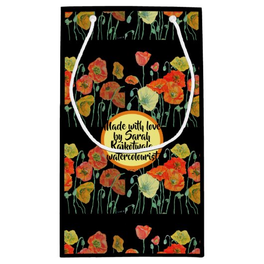 Liefdesbloemen Oranje Klaproos Bloem Geschenk Tas Klein Cadeauzakje (Achterkant)