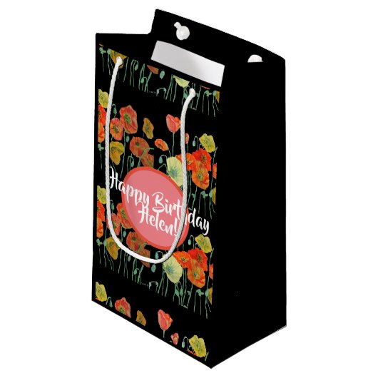 Liefdesbloemen Oranje Klaproos Bloem Geschenk Tas Klein Cadeauzakje (Voorkant Gekanteld)