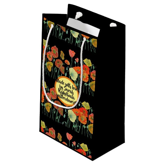 Liefdesbloemen Oranje Klaproos Bloem Geschenk Tas Klein Cadeauzakje (Achterkant Gekanteld)