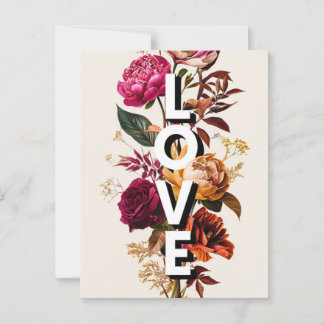 Liefdesbloemtypografie Briefkaart
