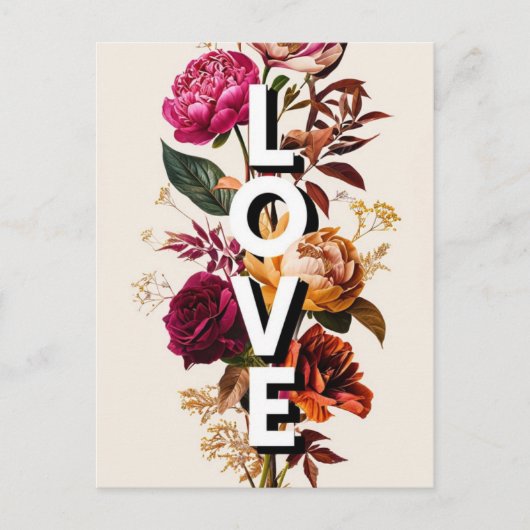Liefdesbloemtypografie Briefkaart (Voorkant)
