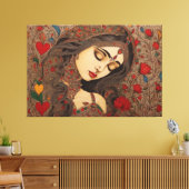 Liefdesbloesems: Madhubani Canvas Prints (Insitu (Woonkamer))