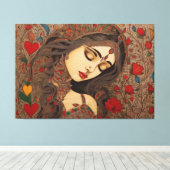 Liefdesbloesems: Madhubani Canvas Prints (Insitu (Houten vloer))