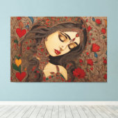 Liefdesbloesems: Madhubani Canvas Prints (Insitu (Houten vloer))