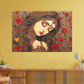 Liefdesbloesems: Madhubani Canvas Prints (Insitu (Woonkamer))