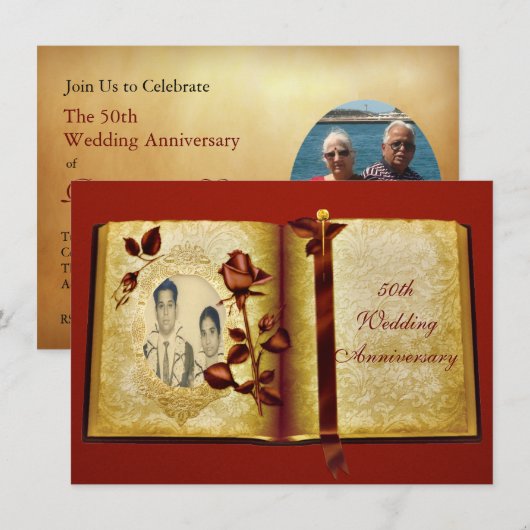 Liefdesboek 50ste huwelijksverjaardag foto kaart (Voorkant / Achterkant)