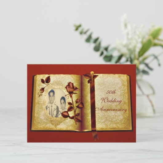 Liefdesboek 50ste huwelijksverjaardag foto kaart (Staand voorkant)