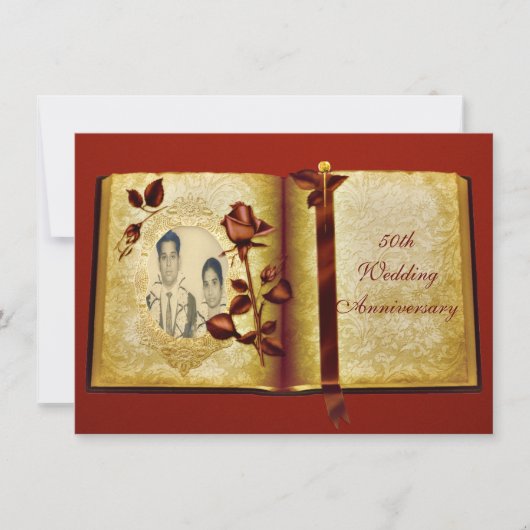 Liefdesboek 50ste huwelijksverjaardag foto kaart (Voorkant)