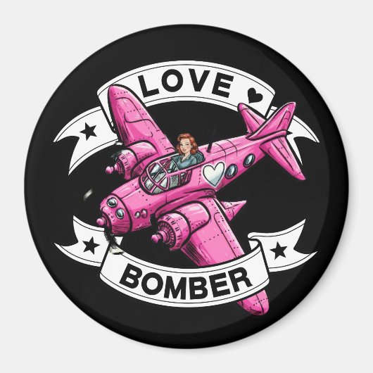 Liefdesbombardeerpiloot Roze Magneet (Voorkant)