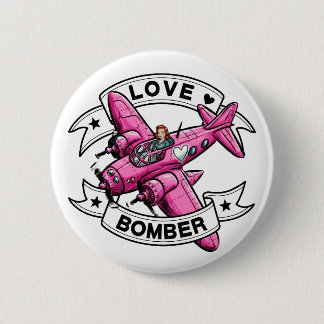 Liefdesbombardeerpiloot Roze Ronde Button 5,7 Cm