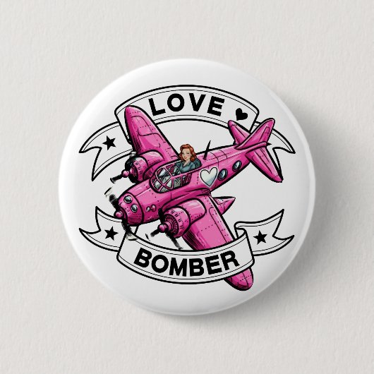 Liefdesbombardeerpiloot Roze Ronde Button 5,7 Cm (Voorkant)