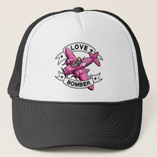 Liefdesbombardeerpiloot Roze Trucker Pet (Voorkant)