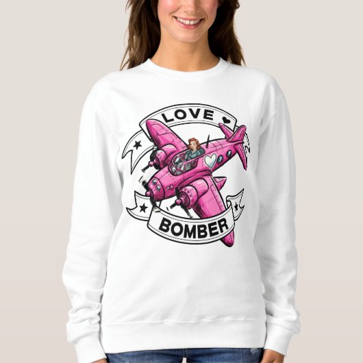 Liefdesbombardeerpiloot Roze Trui (Voorkant)