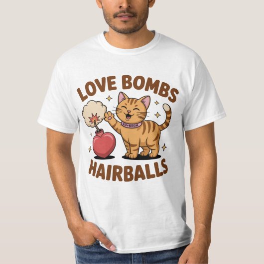Liefdesbommen & haarballen Grappig katten T-shirt  (Voorkant)