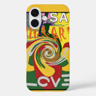 Liefdesboodschap in Rasta Colours Art Print iPhone 16 Hoesje
