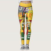 Liefdesboodschap in Rasta Colours Art Print Leggings (Voorkant)