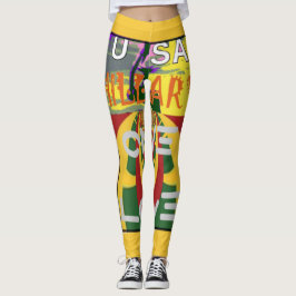 Liefdesboodschap in Rasta Colours Art Print Leggings