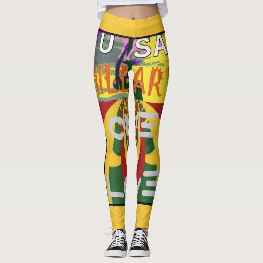 Liefdesboodschap in Rasta Colours Art Print Leggings (Voorkant)