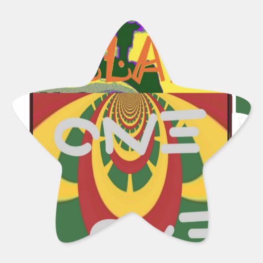 Liefdesboodschap in Rasta Colours Art Print Ster Sticker (Voorkant)