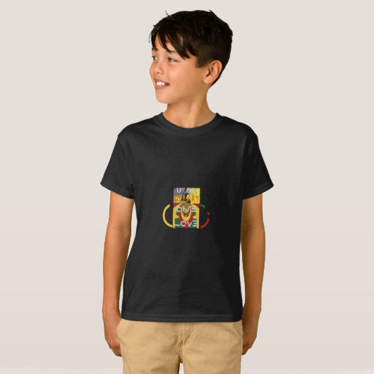 Liefdesboodschap in Rasta Colours Art Print T-shirt (Voorkant volledig)