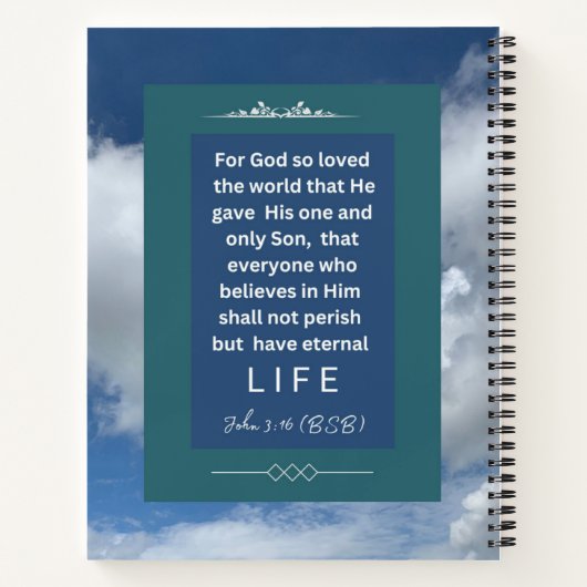 Liefdesboodschap - John 3-16 - 8.5 x 11 Spiraal Notitieboek (Achterkant)