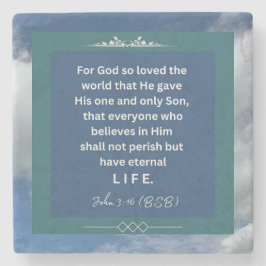 Liefdesboodschap - John 3-16 - Square Stone Onderz Stenen Onderzetter