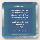 Liefdesboodschap - John 3-16 - Vierkant hard plast Bier Onderzetter (Voorkant)