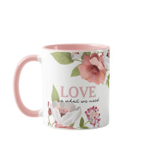 Liefdesboodschap met Pink Flowers Mok