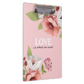 Liefdesboodschap met roze bloemen op maat klembord (Rechts)