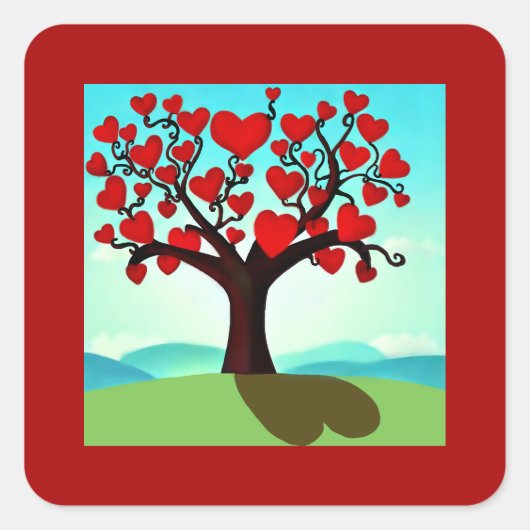 Liefdesboom - boom van liefde Vierkante Sticker (Voorkant)