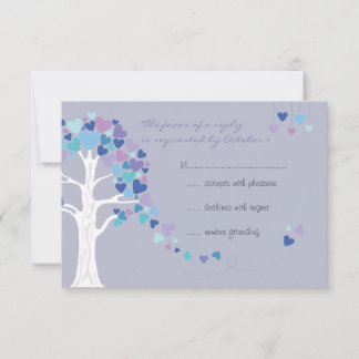 Liefdesboom Harten Winter Bruiloft RSVP Kaartje