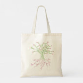 Liefdesboom Levensboom Kunst Wit Groen Roze Harten Tote Bag (Achterkant)