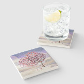 Liefdesboom met harten Waterverf Stenen Onderzetter (Zijkant)