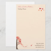 Liefdesboom met hartvormige bladeren briefpapier (Voorkant / Achterkant)