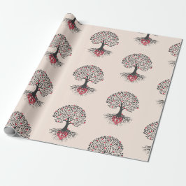 Liefdesboom patroon cadeaupapier