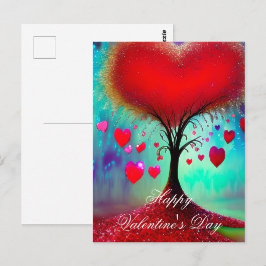 Liefdesboom valentijn briefkaart (Voorkant / Achterkant)