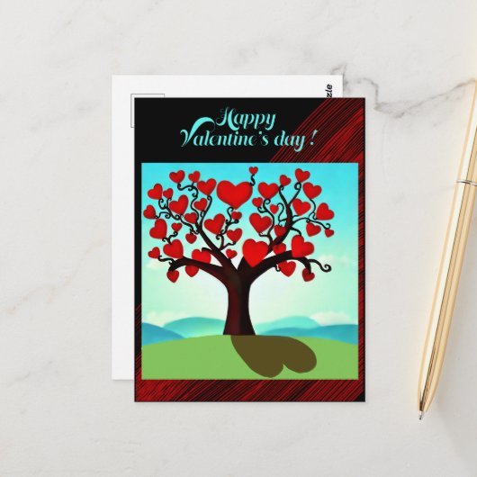 Liefdesboom - Valentijnsdag Briefkaart (Voorkant / Achterkant in situ)