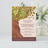 Liefdesboom vallende hartbladeren Ontvangstkaart Informatiekaartje (Staand voorkant)