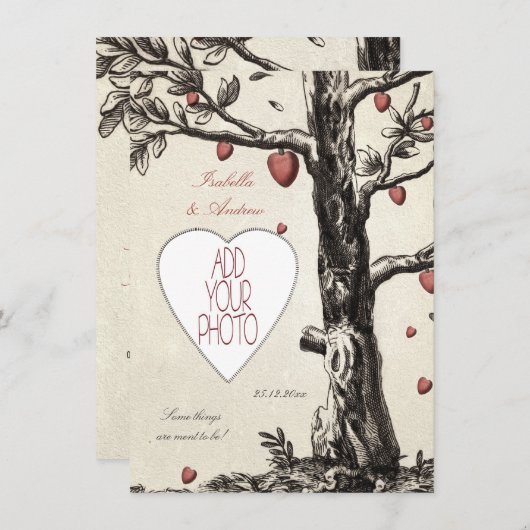  liefdesboom - voeg uw foto-trouwuitnodiging toe kaart (Voorkant / Achterkant)