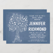 liefdesboomblauwe douche - uitnodigingen (Voorkant / Achterkant)