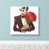 Liefdesbotten � Grappig Romantisch Skelet Canvas Afdruk (Insitu (Houten vloer))