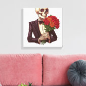 Liefdesbotten � Grappig Romantisch Skelet Canvas Afdruk (Insitu (Woonkamer))