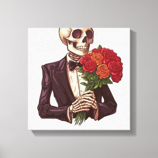 Liefdesbotten � Grappig Romantisch Skelet Canvas Afdruk (Voorkant)